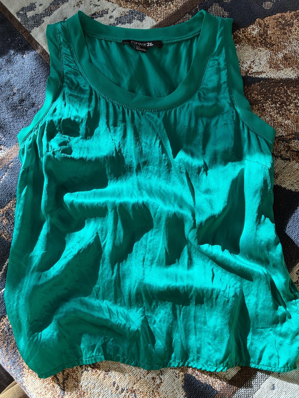 Forever 21 Beautiful Emerald 100% Silk Tank Blouse
